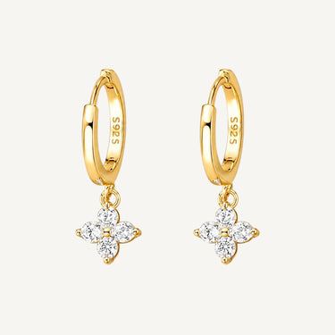 18ct Gold Plated, 925 Sterling Silver & Cubic Zirconia Luxe Clover Hoops