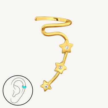 24ct Gold Plated 925 Sterling Silver CZ Astra Climber Cuff
