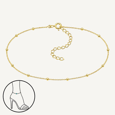 24ct Gold Plated 925 Sterling Silver Solstice Bead Ankle Bracelet