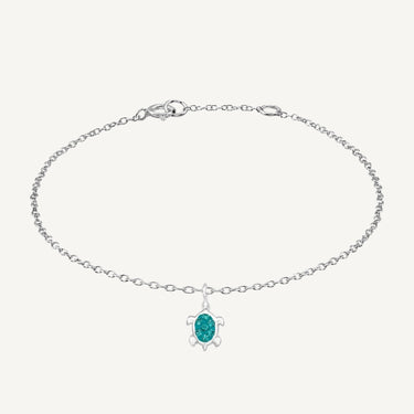 925 Sterling Silver CZ Azure Turtle Bracelet