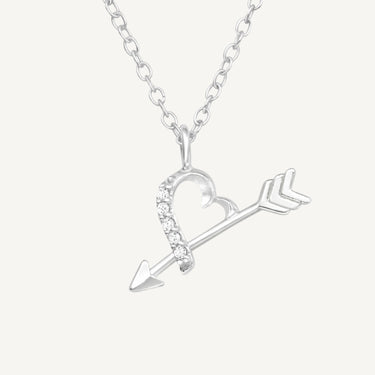 925 Sterling Silver CZ Cupid's Heart Necklace