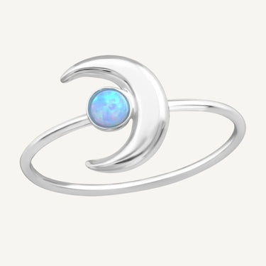 925 Sterling Silver & Blue Azure Opal Aurora Moon Ring