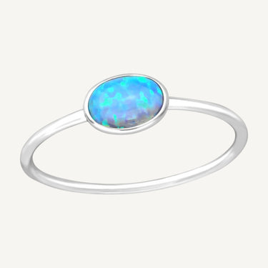 925 Sterling Silver Blue Azure Opal Goddess Energy Ring