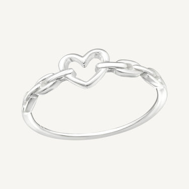 925 Sterling Silver Paperclip Heart Ring