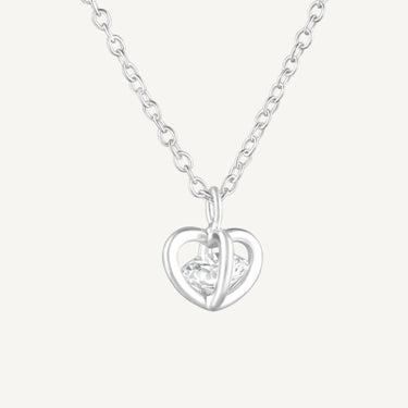 925 Syerling Silver CZ Pretty Little Disaster Heart Necklace