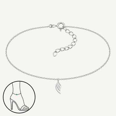 925 Sterling Silver Rebel Angel Wing Ankle Bracelet