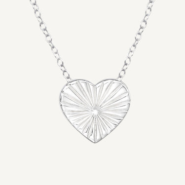 925 Sterling Silver Sunburst Heart Necklace