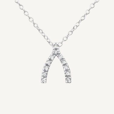 Sterling Silver & Cubic Zirconia Wishbone Glow Necklace