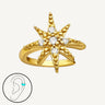 Gold plated sterling silver star shaped earring with embedded cubic zirconia on a white background