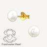 24ct Gold Plated 925 Sterling Silver Stud Earrings with 6mm Freshwater Pearls