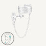 925 Sterling Silver CZ Divine Protection Cuff & Chain Earring