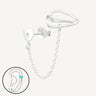 925 Sterling Silver CZ Fierce Heart Cuff & Chain Earring