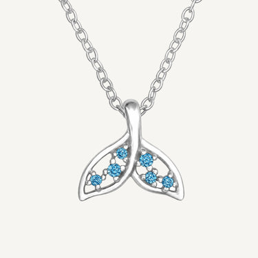 925 Sterling Silver CZ Lucky Whale Tail Necklace