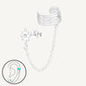 925 Sterling Silver CZ Northern Star Cuff & Chain Earring