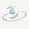 925 Sterling Silver & Blue Azure Opal Aurora Moon Ring