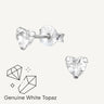 925 Sterling Silver & Genuine White Topaz Soft Power Heart Studs