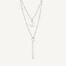 925 Sterling Silver Solid Energy Layered Necklace Featuring Circle & Bar Pendants