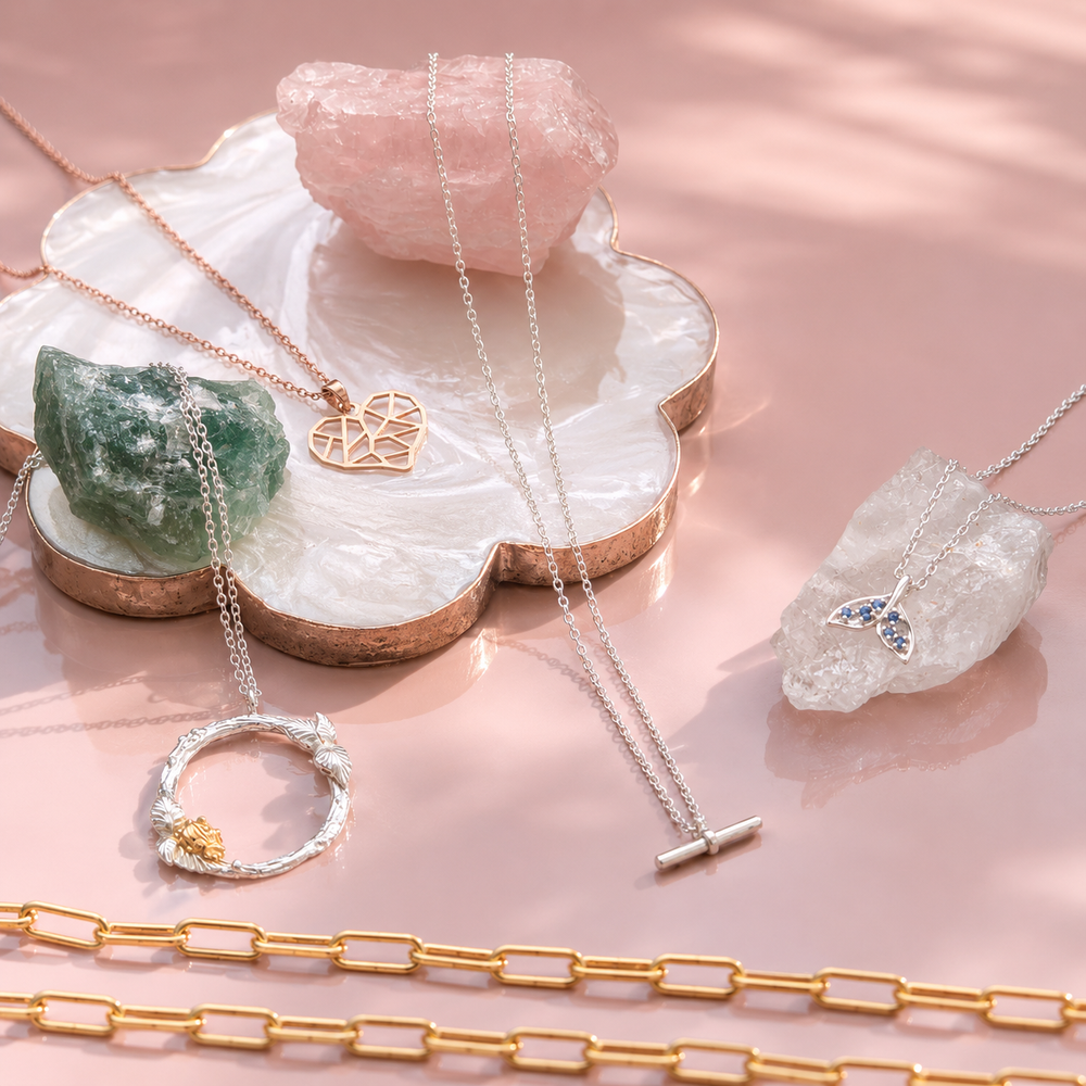 Plated Chaos Necklaces Flat Lay Image