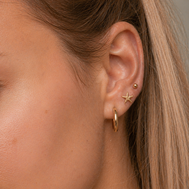 Plated Chaos Model With 24ct Gold Plated 925 Sterling Silver Siren Starfish Studs in a gold coloured earring stack