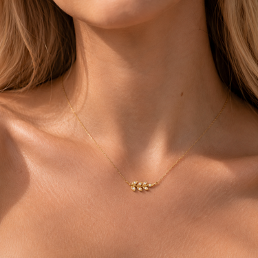 Plated Chaos Model Wearing 24ct Gold Plated 925 Sterling Silver CZ Wild Bloom Necklace