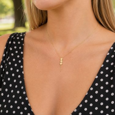 Plated Chaos Model Wearing 24ct Gold Plated 925 Sterling Silver Golden Temptation Necklace