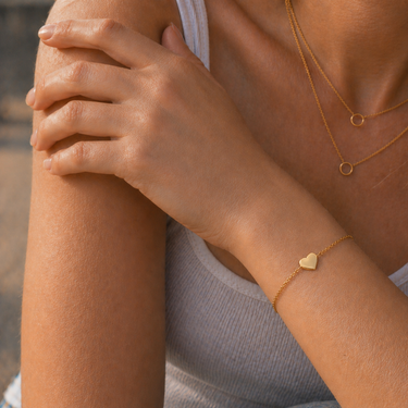 Plated Chaos Model Wearing 24ct Gold Plated 925 Sterling Silver Wild Heart Bracelet
