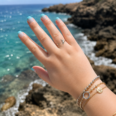 Plated Chaos Model Wearing 925 Sterling Silver Adjustable Mermaid Tail Ring