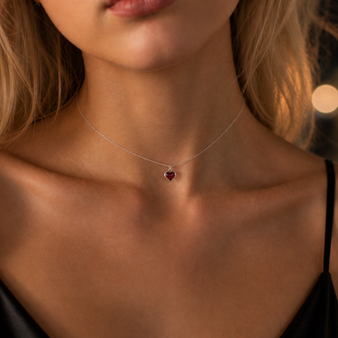 Plated Chaos Model Wearing 925 Sterling Silver CZ Fierce Love Choker Closse Up