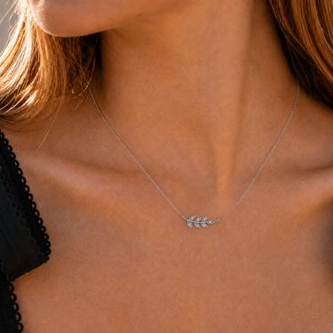 Plated Chaos Model Wearing 925 Sterling Silver CZ Wild Bloom Necklace
