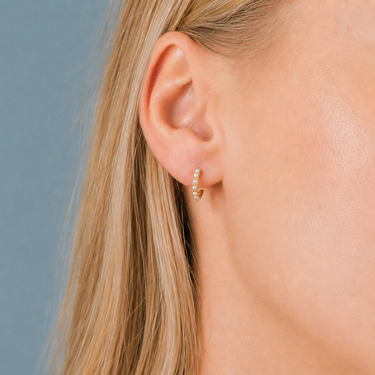 Plated Choas Model Wearing 24ct Gold Plated 925 Sterling Silver Pearl Goddess Hoops